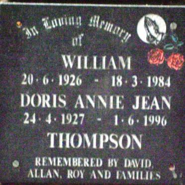 THOMPSON William 1926-1984 &amp; Doris Annie Jean 1927-1996