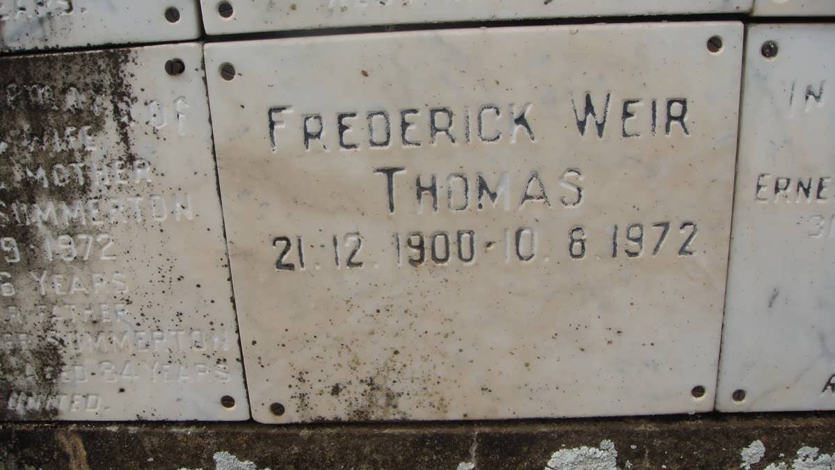 THOMAS Frederick Weir 1900-1972