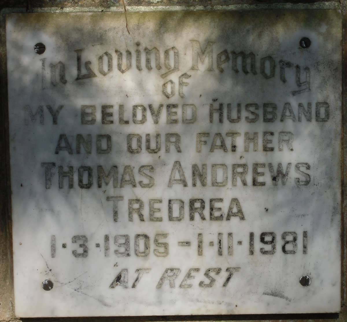 TREDREA Thomas Andrews 1905-1981