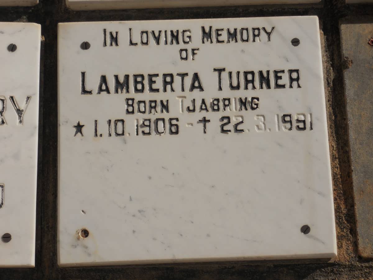 TURNER Lamberta nee TJABRING 1906-1991