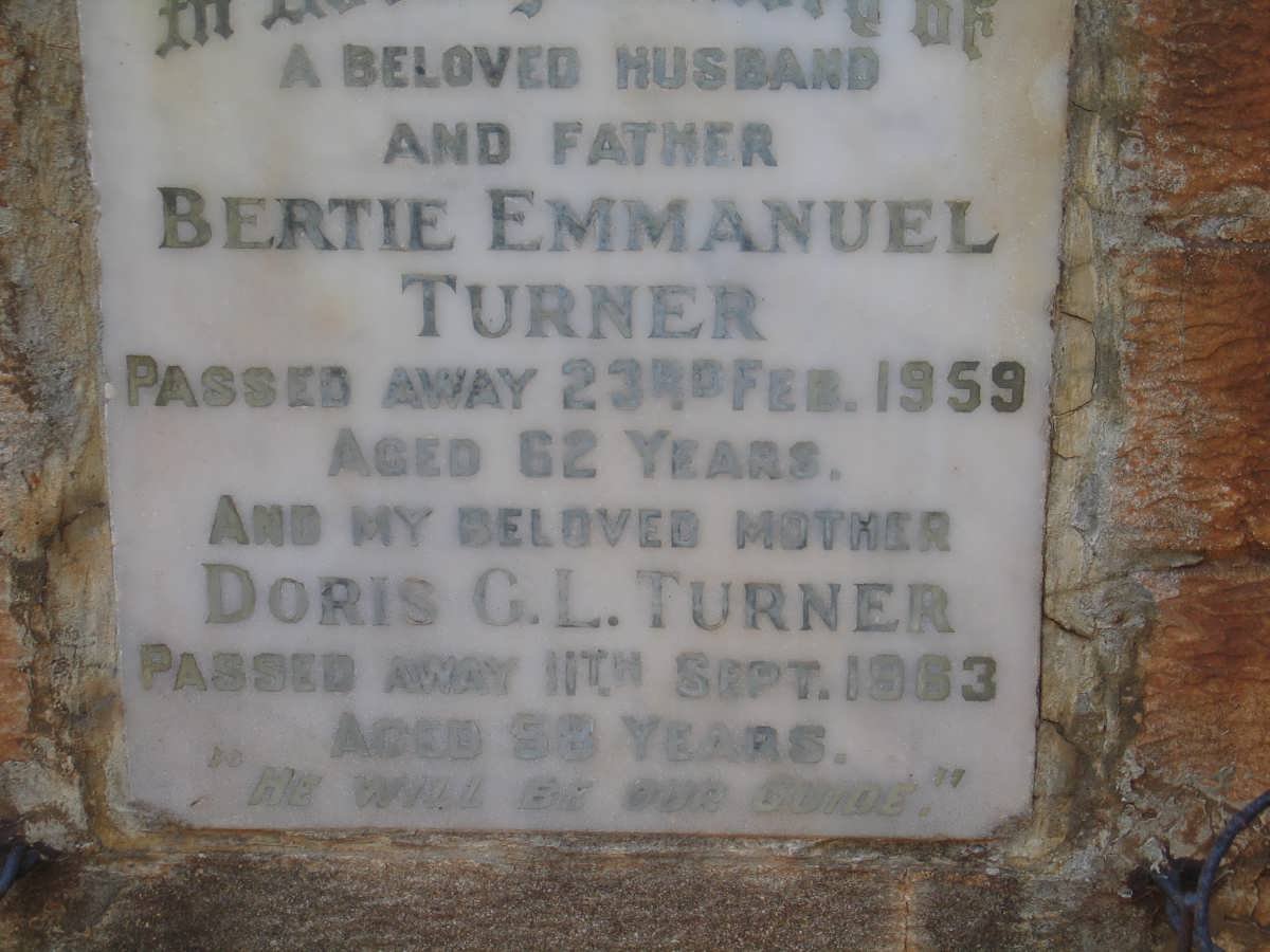 TURNER Bertie Emmanuel -1959 &amp; Doris G.L. -1963