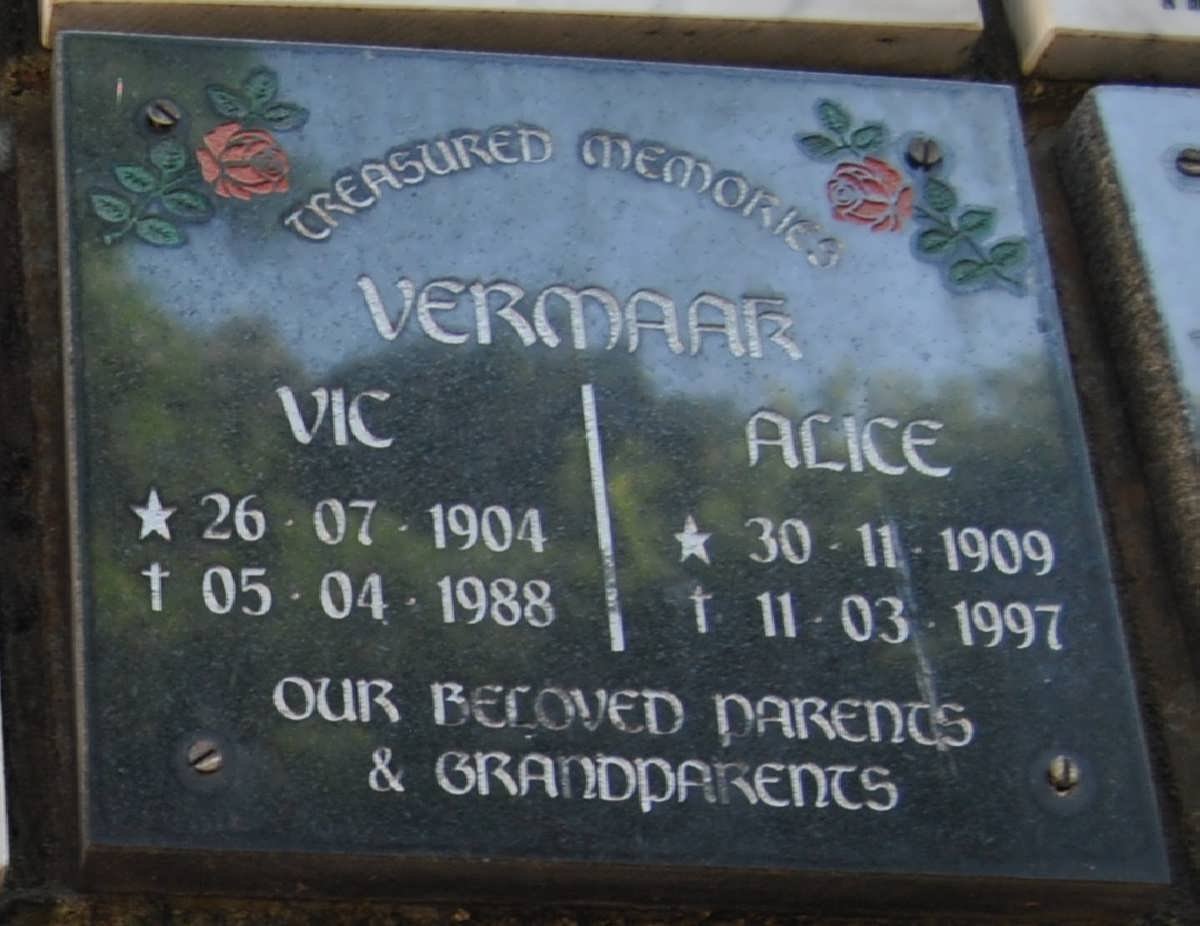 VERMAAK Vic 1904-1988 &amp; Alice 1909-1997