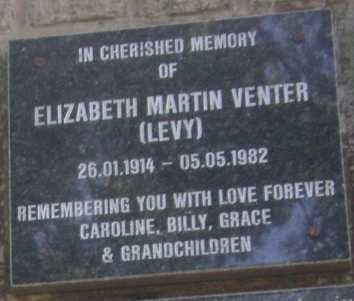 VENTER Elizabeth Martin nee LEVY 1914-1982