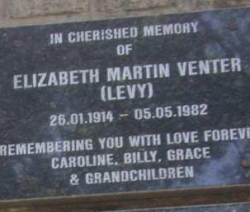 VENTER Elizabeth Martin nee LEVY 1914-1982