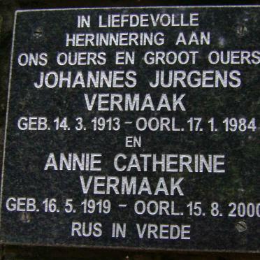VERMAAK Johannes Jurgens 1913-1984 &amp; Annie Catherine 1919-2000