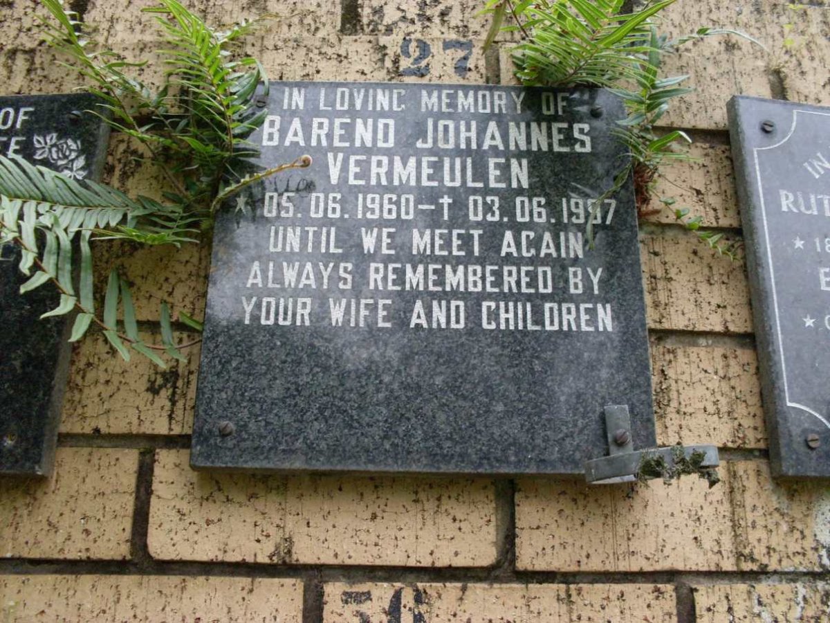 VERMEULEN Barend Johannes 1960-1997