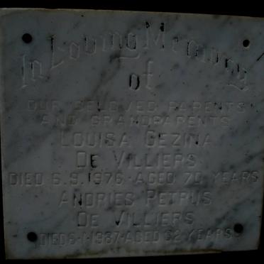 VILLIERS Andries Petrus, de -1987 &amp; Louisa Gezina -1976