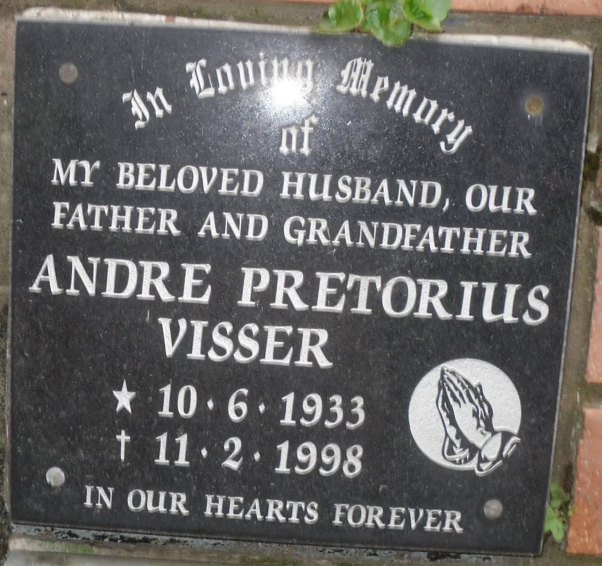VISSER Andre Pretorius 1933-1998