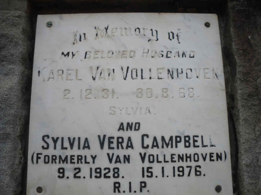 VOLLENHOVEN Karel, van 1931-1968 &amp; CAMPBELL Sylvia Vera formerly VAN VOLLENHOVEN 1928-1976