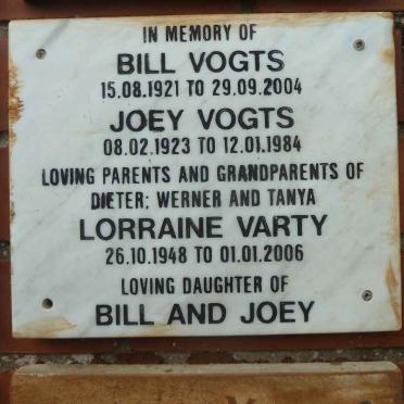 VOGTS Bill 1921-2004 &amp; Joey 1923-1984 :: VARTY Lorraine nee VOGTS 1948-2006