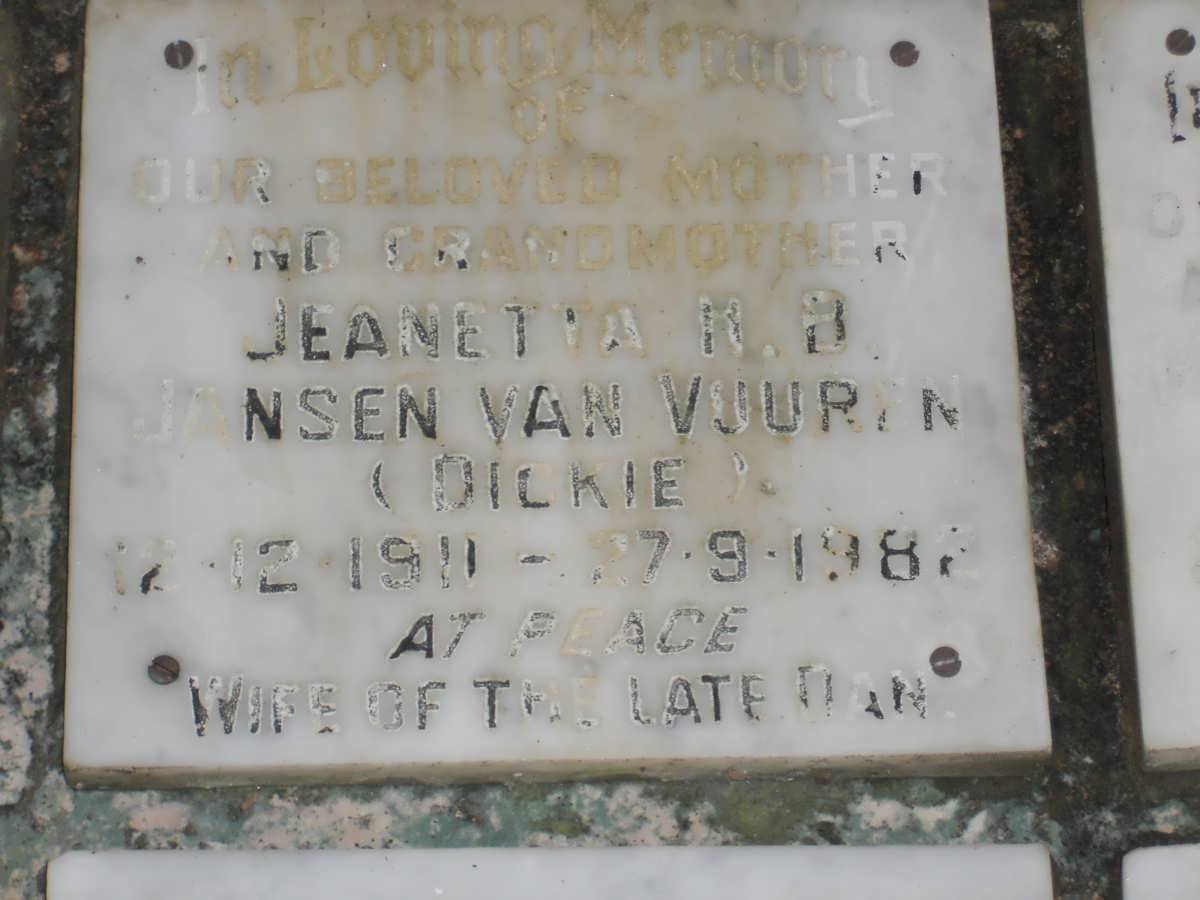 VUUREN Jeanetta H.B., Jansen van 1911-1982