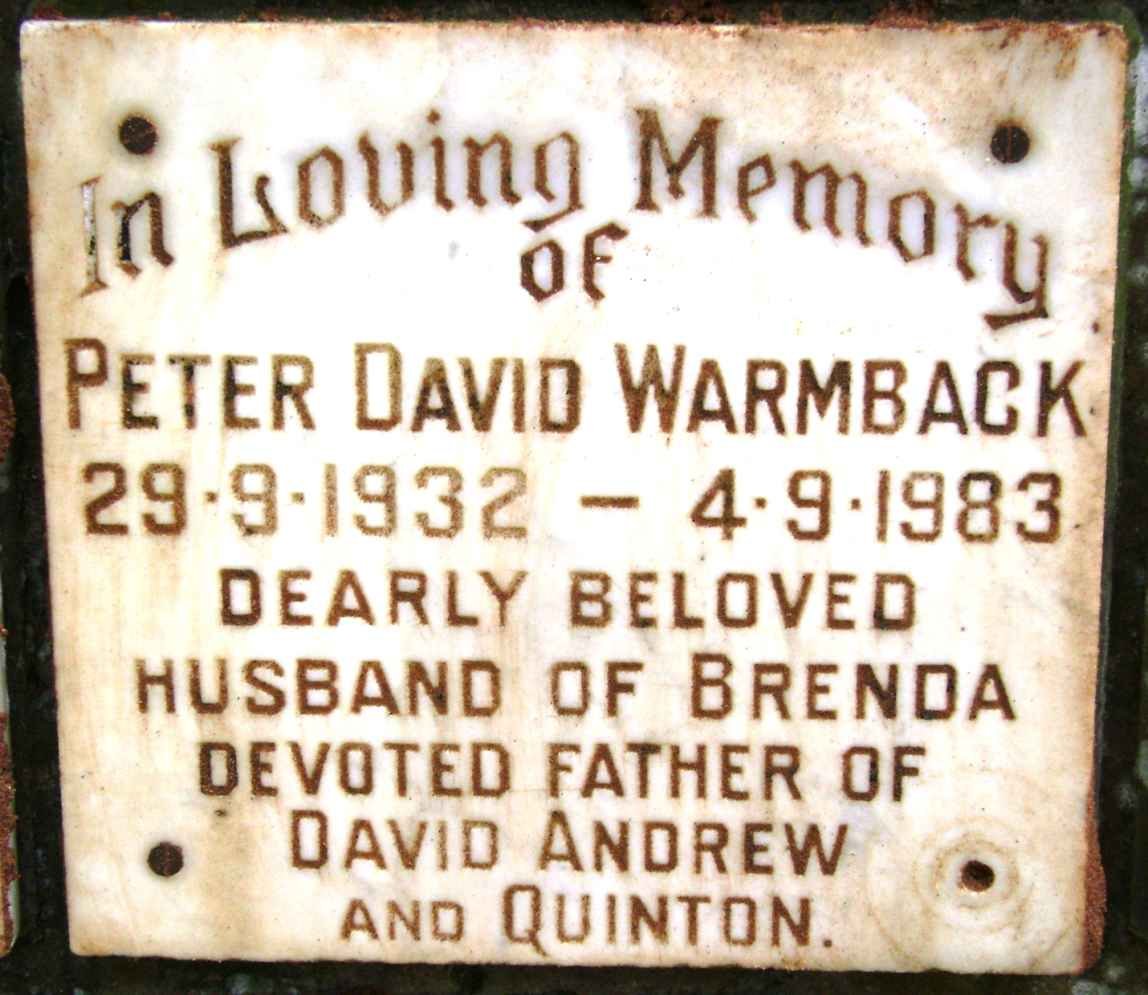WARMBACK Peter David 1932-1983