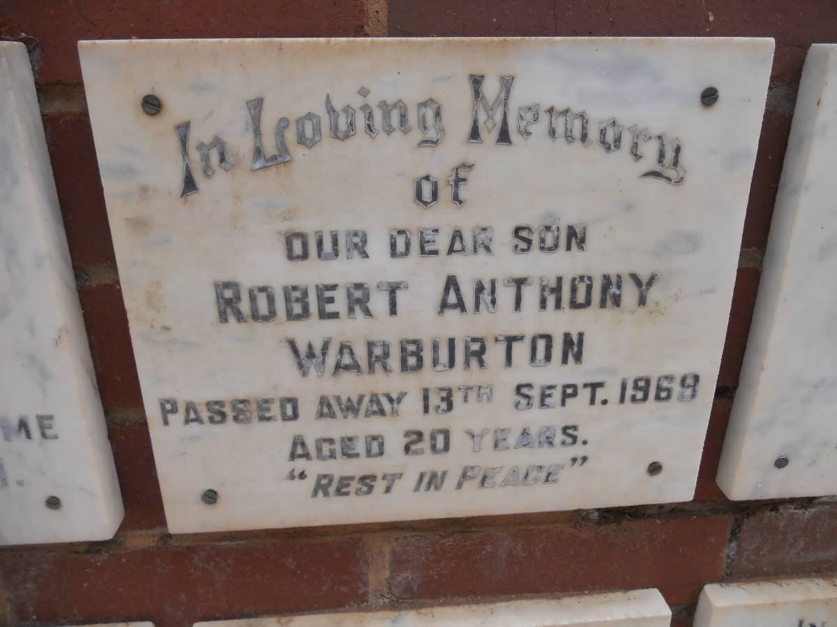 WARBURTON Robert Anthony -1969