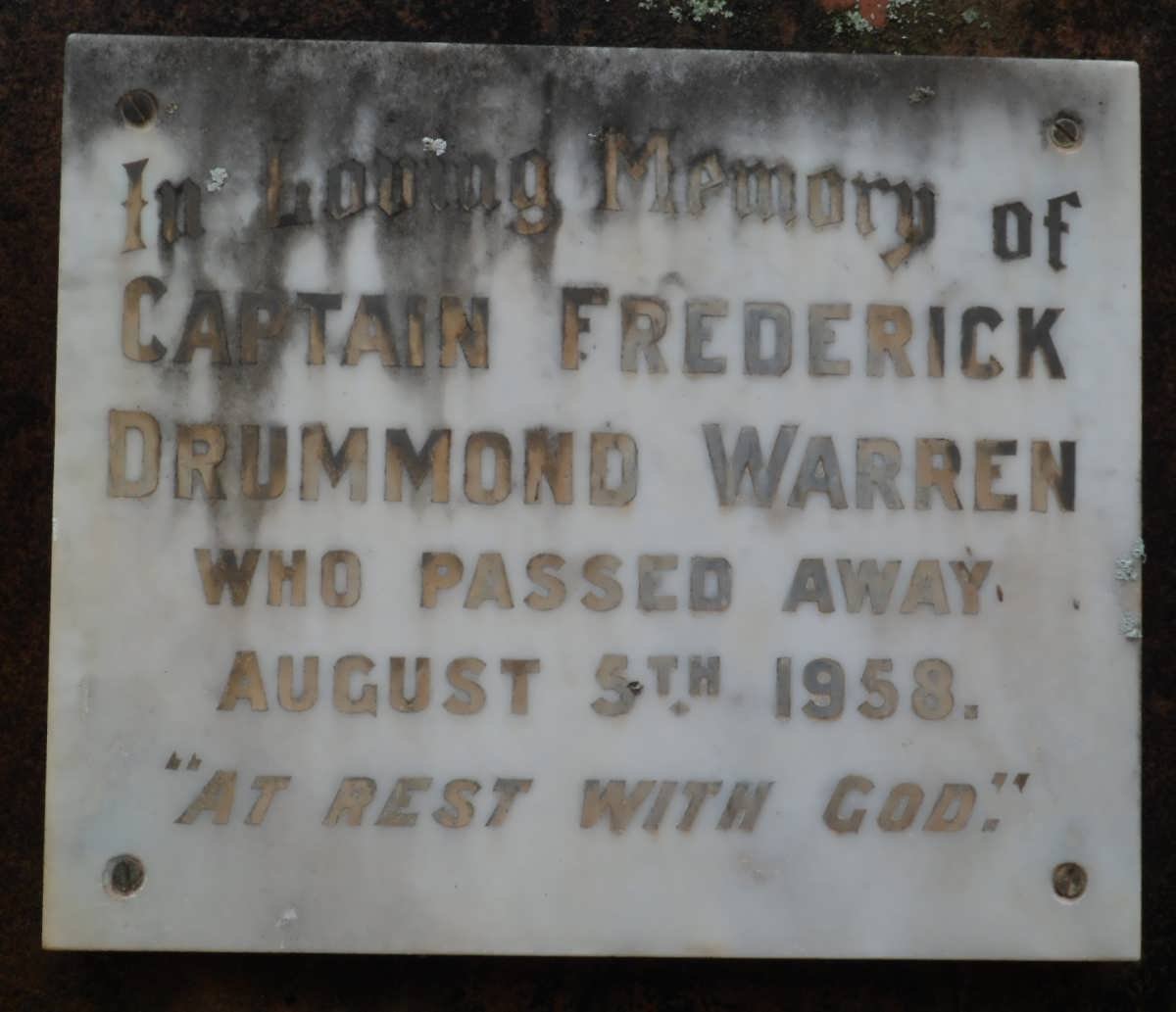 WARREN Frederick Drummond -1958