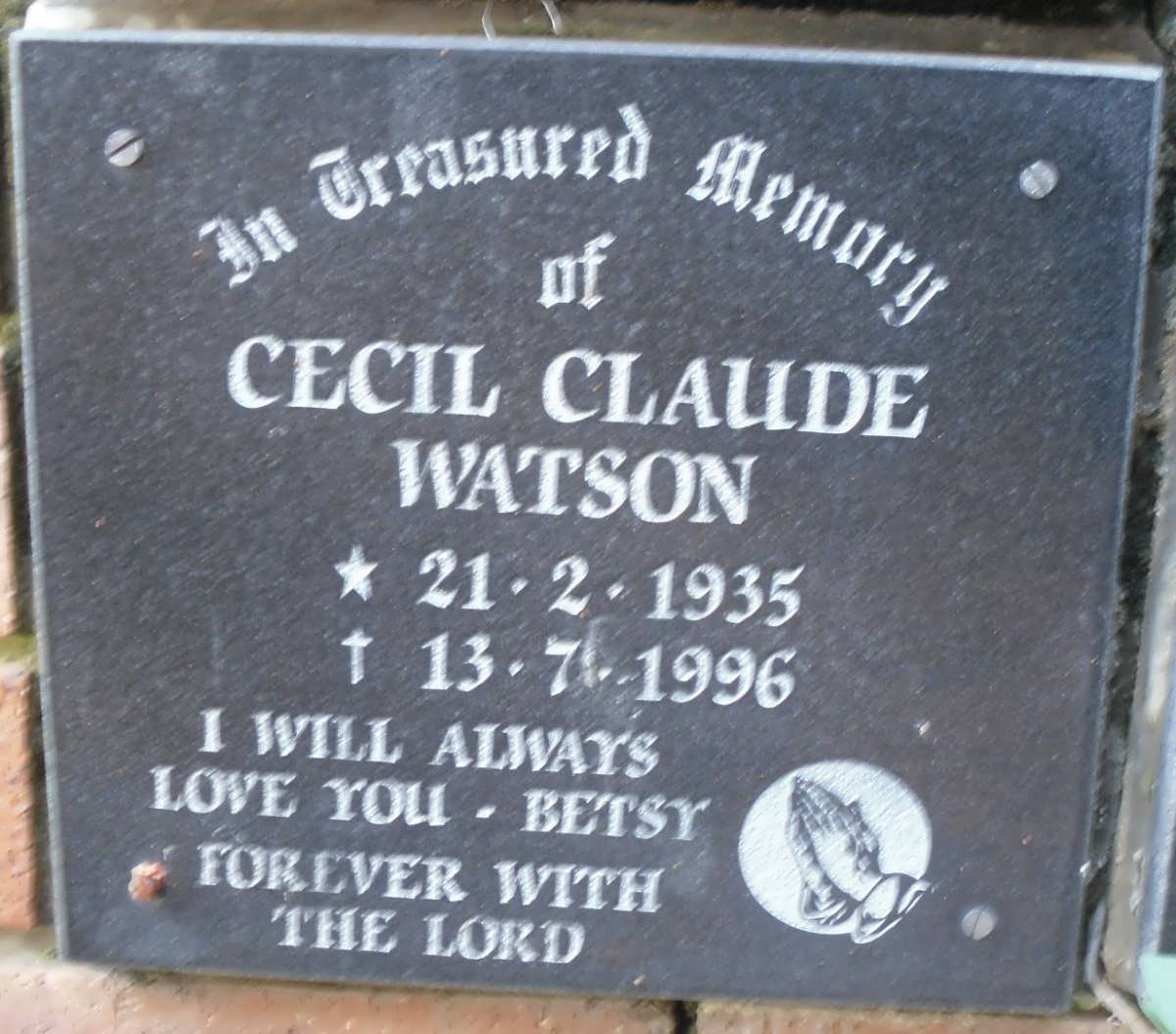 WATSON Cecil Claude 1935-1996
