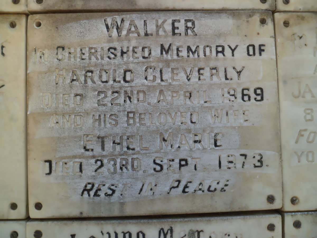 WALKER Harold Cleverly -1969 &amp; Ethel Marie -1973