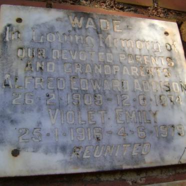 WADE Alfred Edward Addison 1909-1974 &amp; Violet Emily 1916-1979