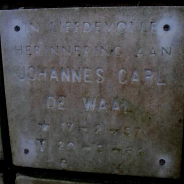 WAAL Johannes Carl, de 1937-1984