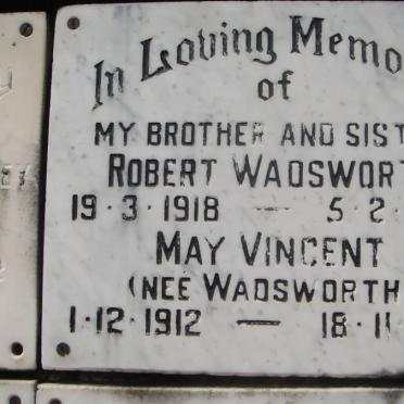 WADSWORTH Robert 1918-1972 :: VINCENT May nee WADSWORTH 1912-1988