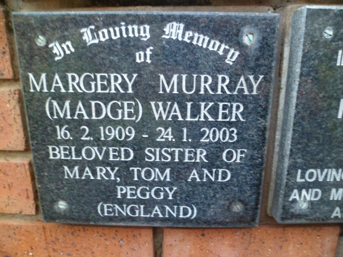 WALKER Margery Murray 1909-2003