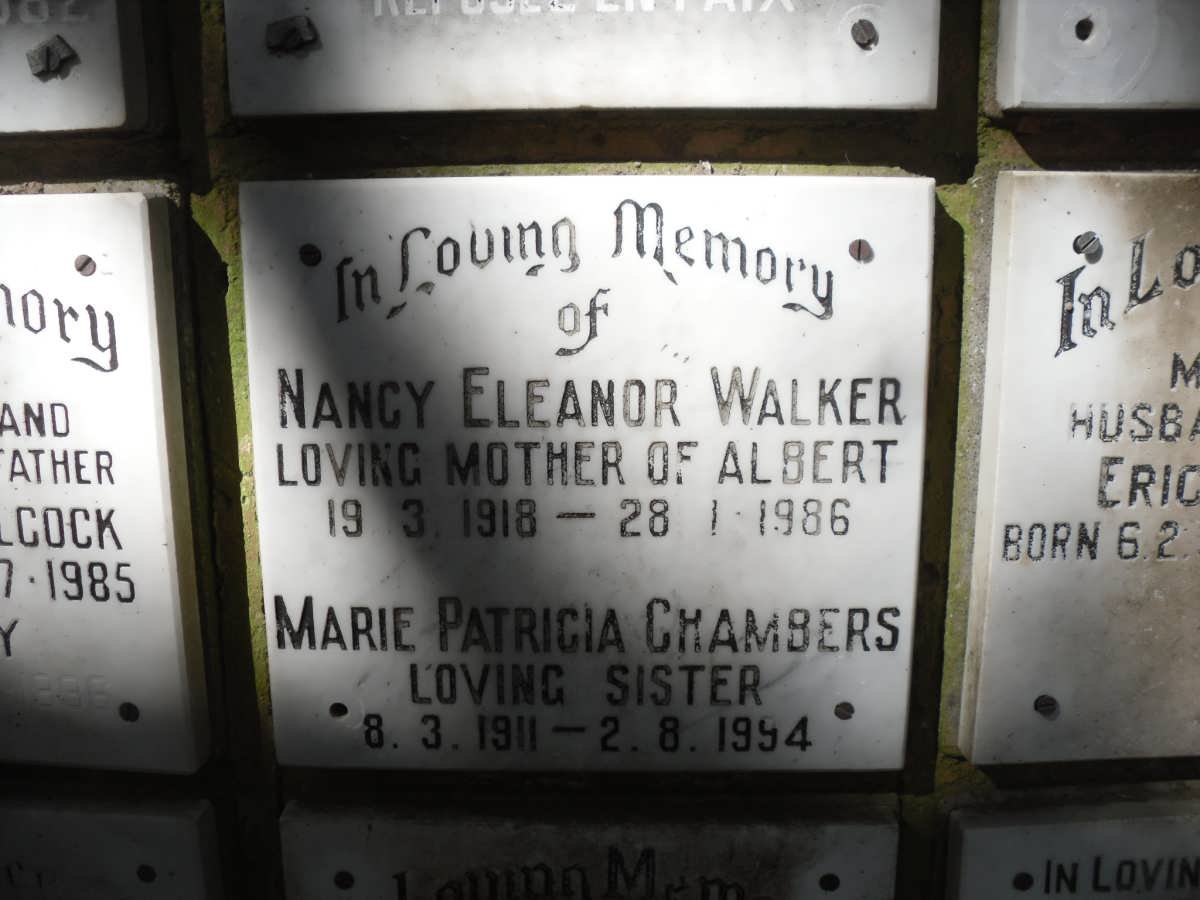 WALKER Nancy Eleanor 1918-1986 :: CHAMBERS Marie Patricia 1911-1994