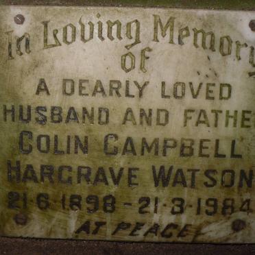 WATSON Colin Campbell Hargrave 1898-1984