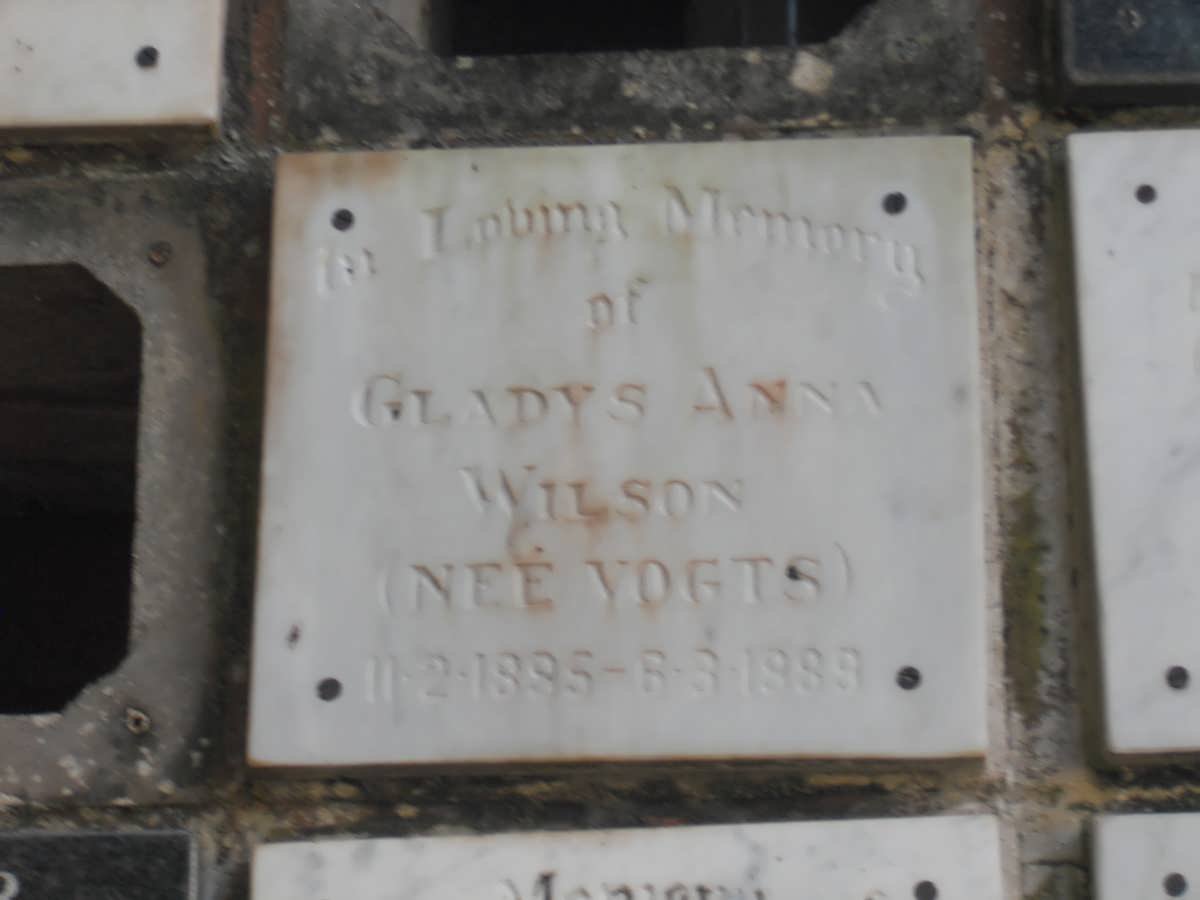 WILSON Gladys Anna nee VOGTS 1895-1989
