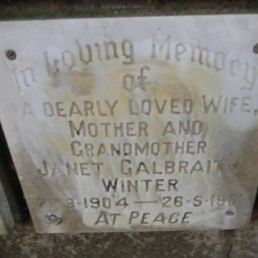 WINTER Janet Galbraith 1904-1981