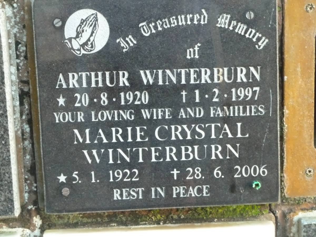 WINTERBURN Arthur 1920-1997 &amp; Marie Crystal 1922-2006