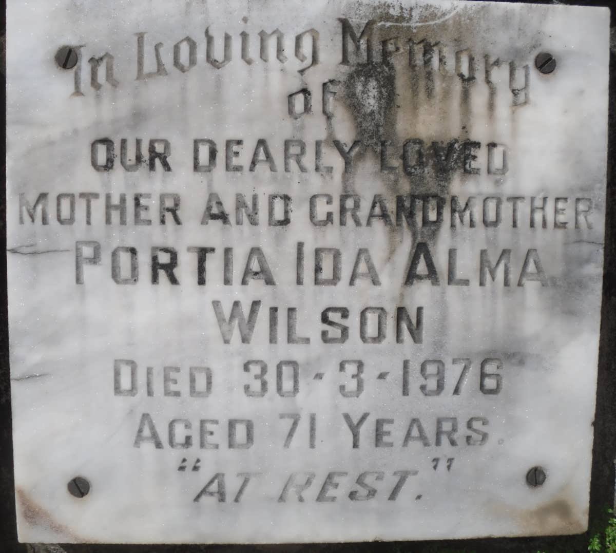 WILSON Portia Ida Alma -1976