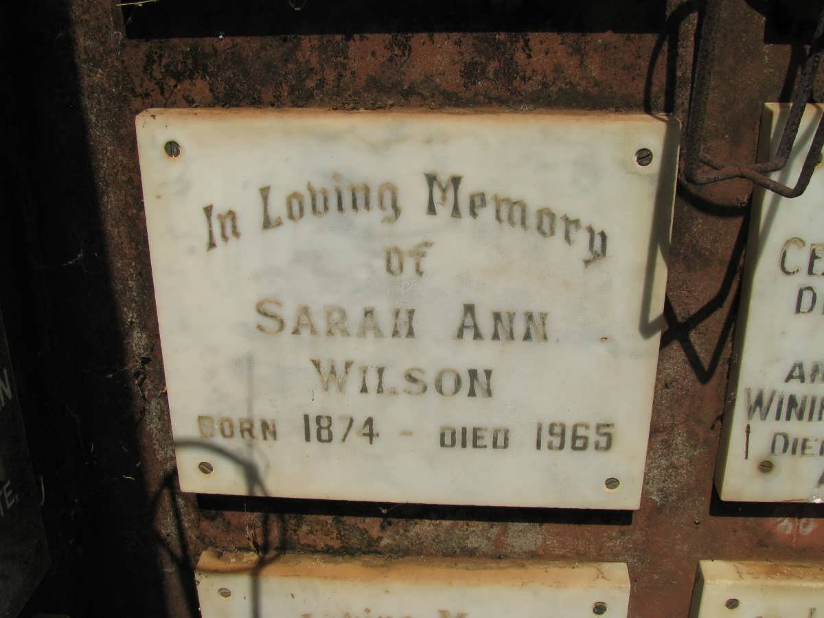 WILSON Sarah Ann 1874-1965