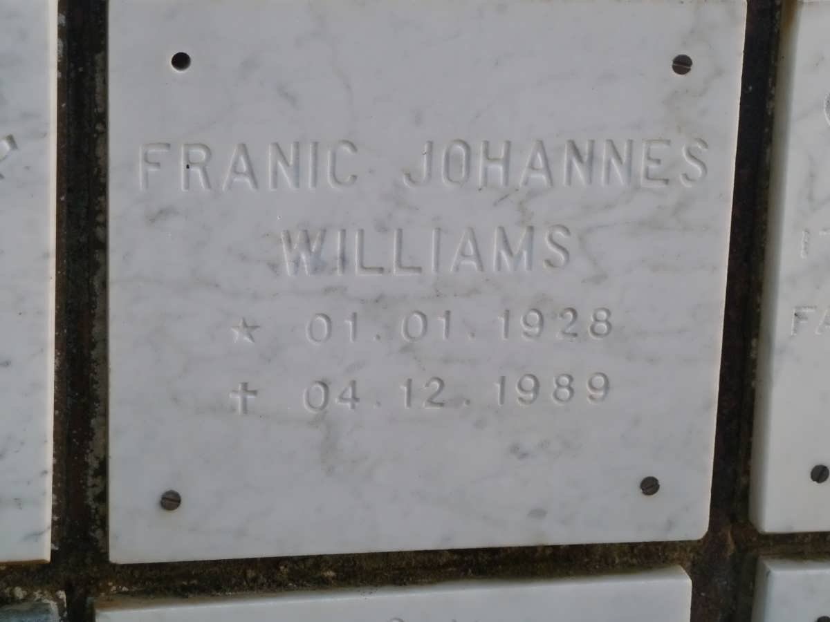 WILLIAMS Franic Johannes 1928-1989
