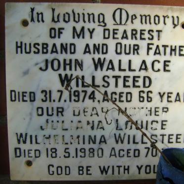 WILLSTEED John Wallace -1974 &amp; Juliana Louise Wilhelmina -1980