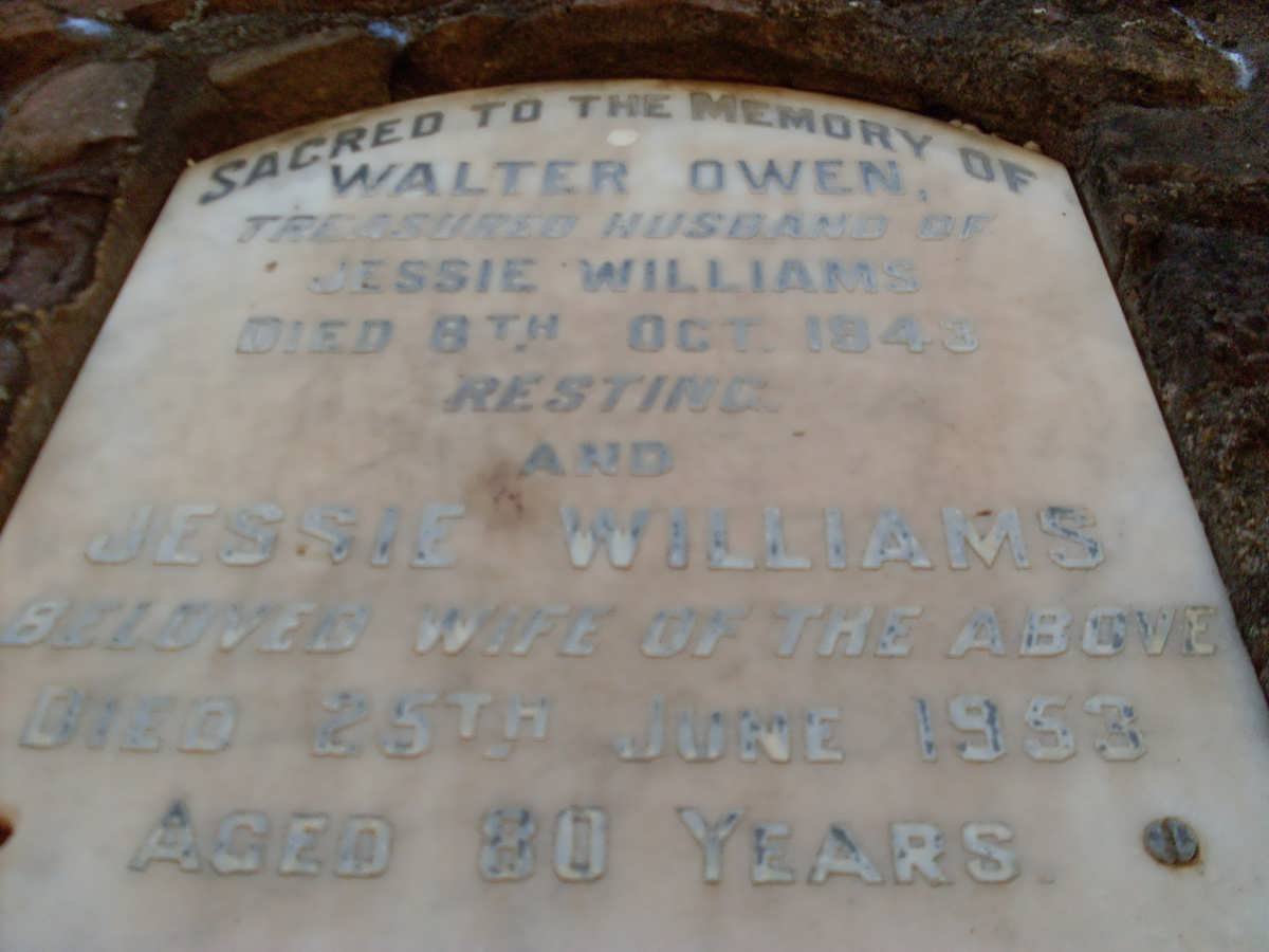 WILLIAMS Walter Owen -1943 &amp; Jessie -1953