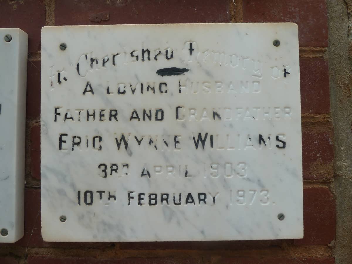 WILLIAMS Eric Wynne 1903-1973