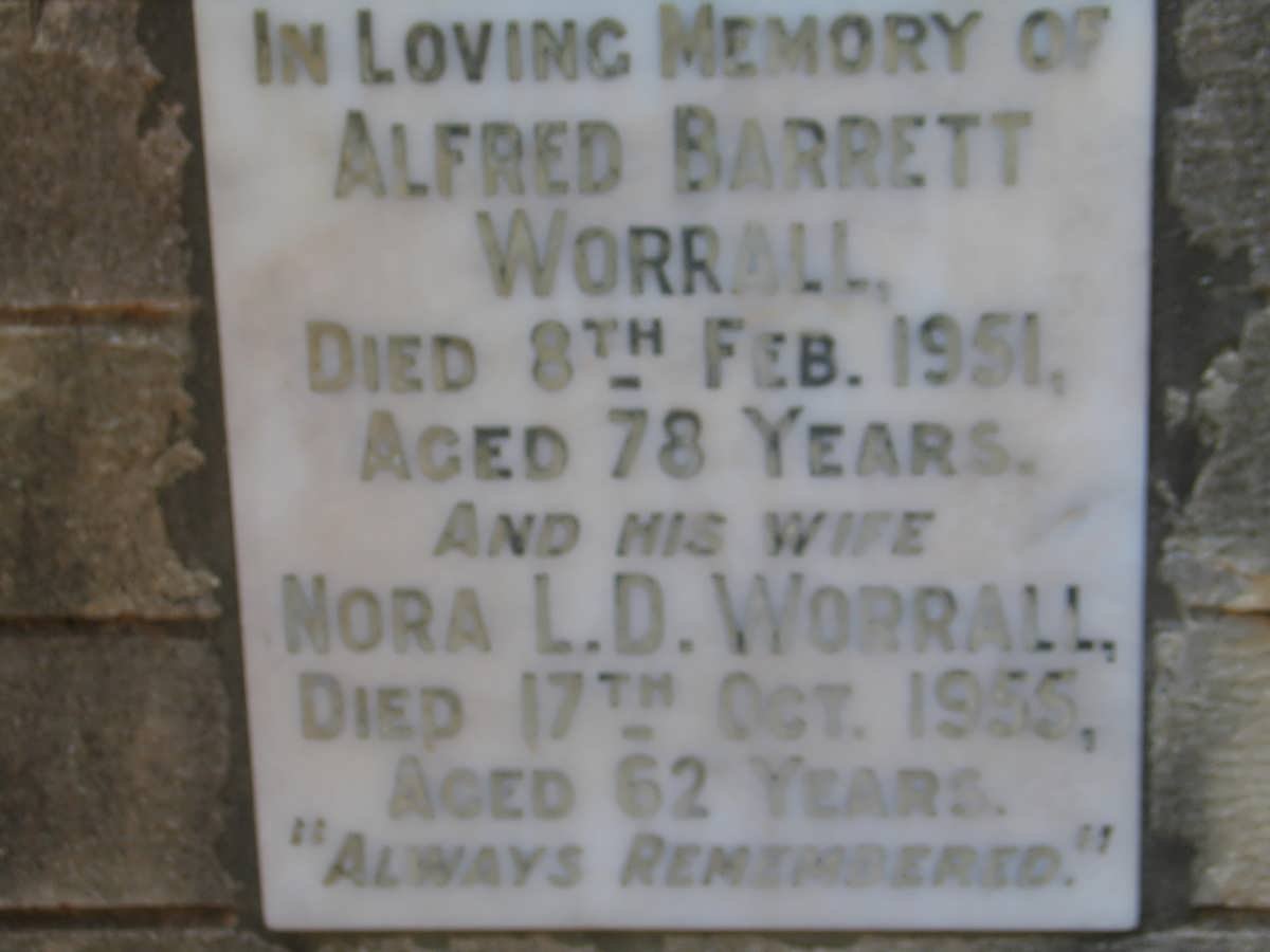 WORRALL Alfred Barrett -1951 &amp; Nora L.D. -1955
