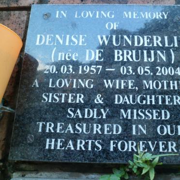 WUNDERLIN Denise nee DE BRUIJN 1957-2004