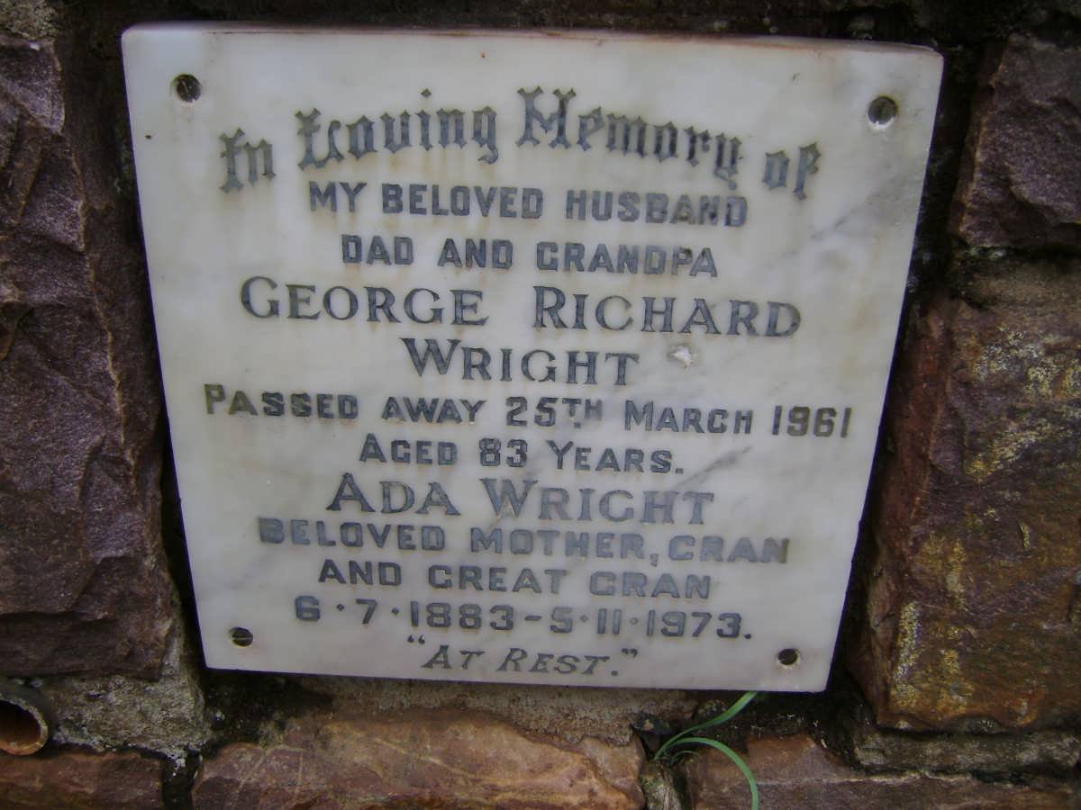 WRIGHT George Richard -1961 &amp; Ada 1883-1973