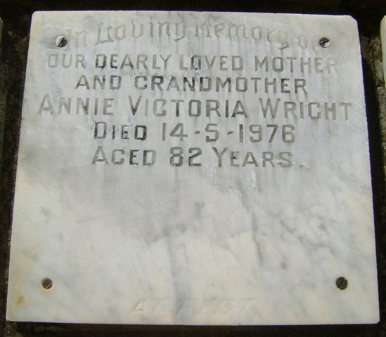 WRIGHT Annie Victoria -1976