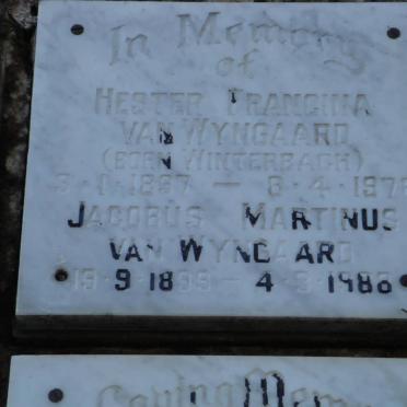 WYNGAARD Jacobus Martinus, van 1899-1988 &amp; Hester Francina WINTERBACH 1897-1976