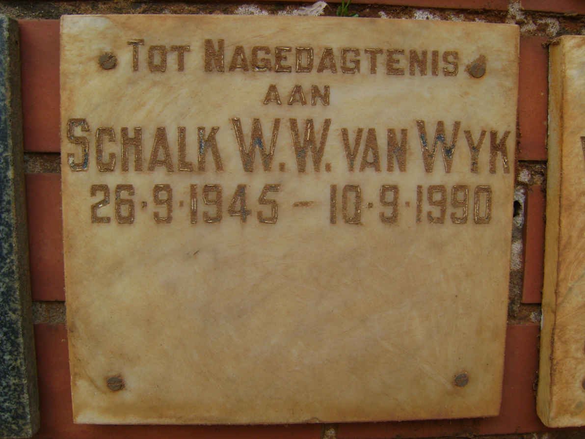 WYK Schalk W.W., van 1945-1990