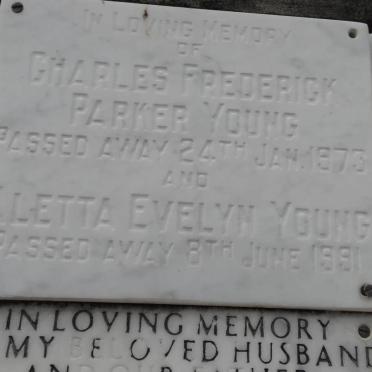 YOUNG Charles Frederick Parker -1973 &amp; Aletta Evelyn -1991