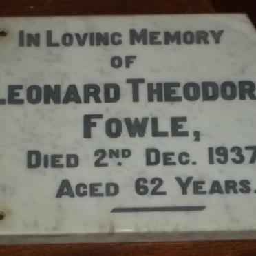 FOWLE Leonard Theodore -1937