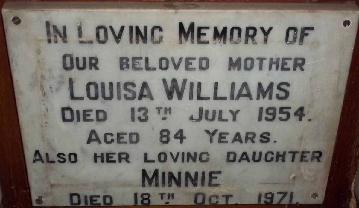 WILLIAMS Louisa -1954 :: WILLIAMS Minnie -1971