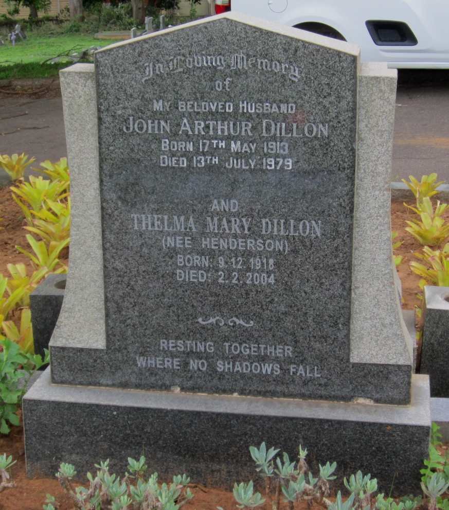 DILLON John Arthur 1913-1979 &amp; Thelma Mary HENDERSON 1918-2004
