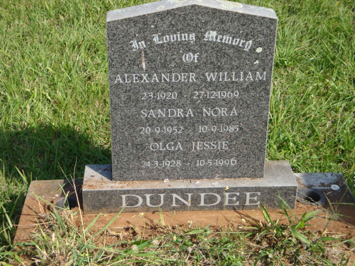 DUNDEE Alexander William 1920-1969 :: DUNDEE Sandra Nora 1952-1985 :: DUNDEE Olga Jessie 1928-1996