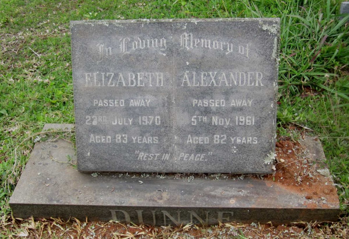 DUNNE Alexander -1961 &amp; Elizabeth -1970