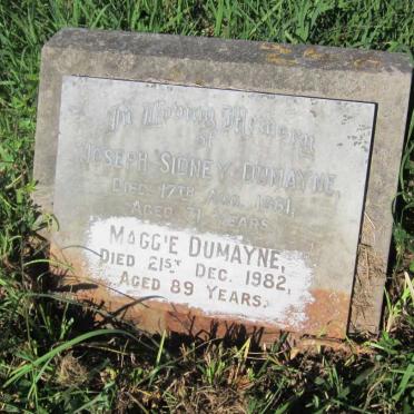 DUMAYNE Joseph Sidney -1961 &amp; Maggie -1982