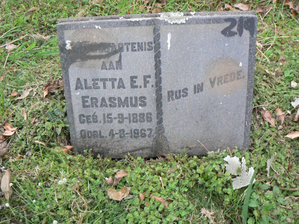 ERASMUS Aletta E.F. 1886-1967