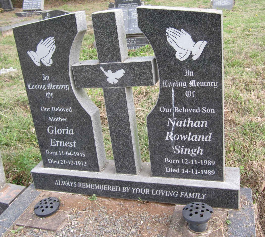 ERNEST Gloria 1945-1972 :: SINGH Nathan Rowland 1989-1989